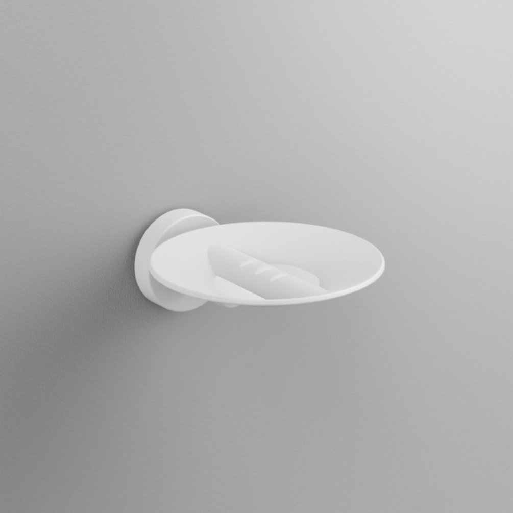 Close up product image of the Origins Living Tecno Project White Metal Soap Dish